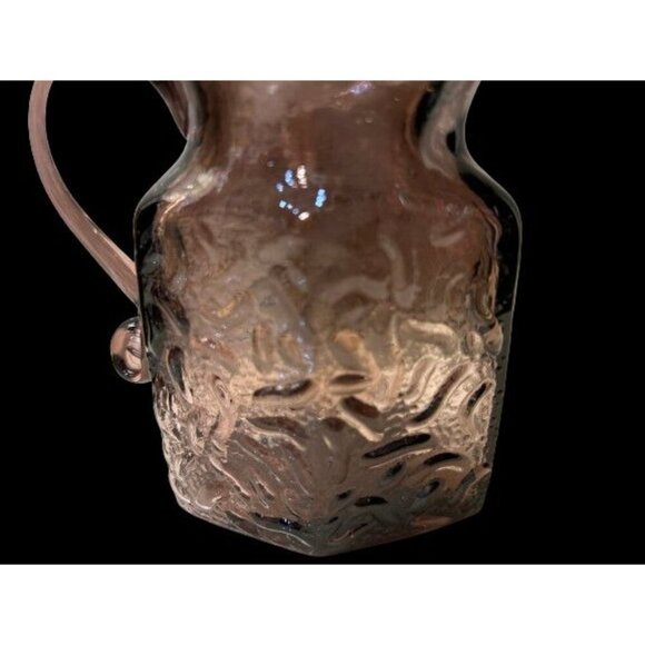 Morgantown Crinkle Amethyst Glass Ocknor Shape Pitcher Creamer 4.5" - Picture 2 of 8